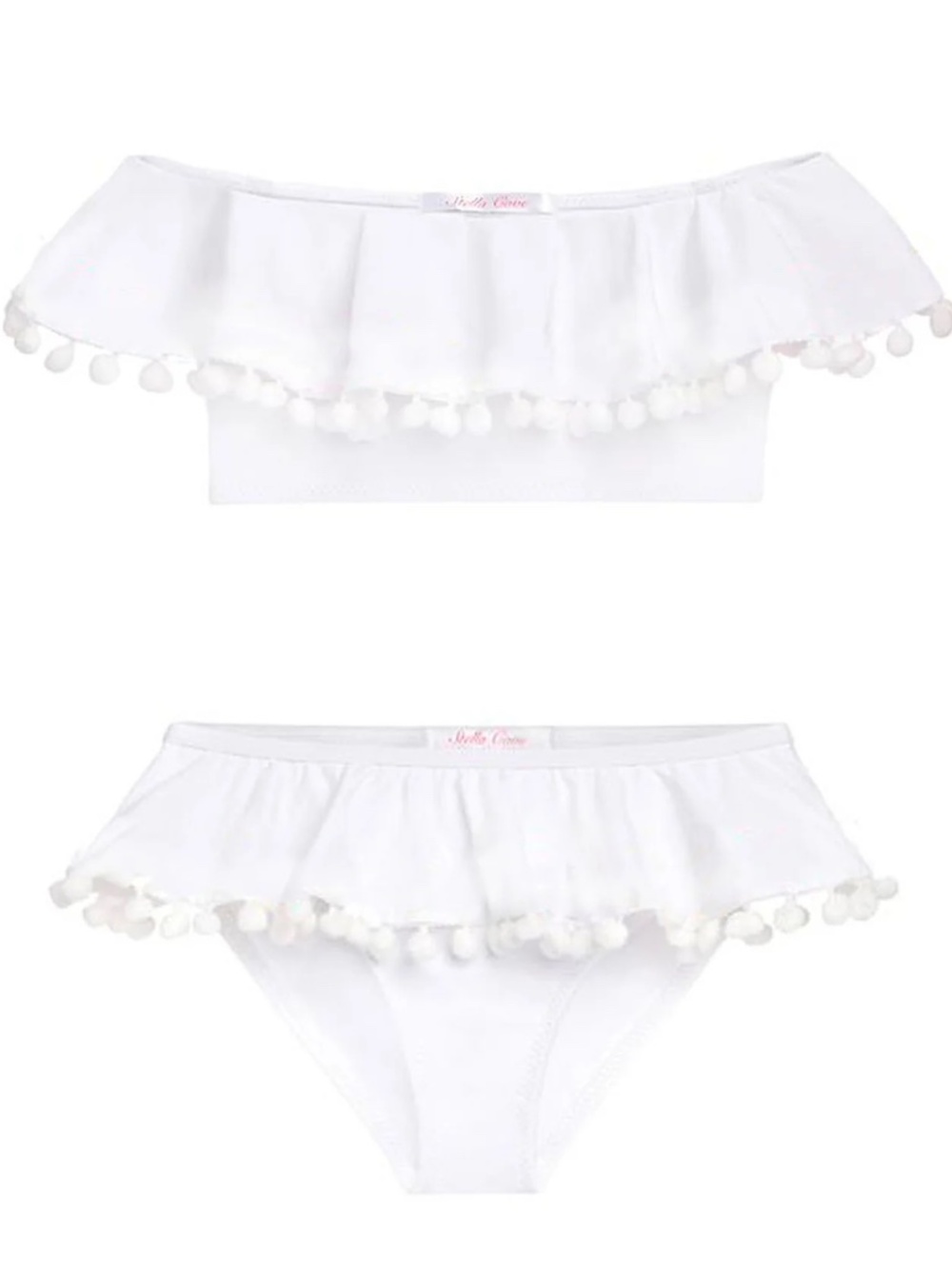 STELLA COVE White Ruffle Bikini with Pom Poms - size 14 - 🌟